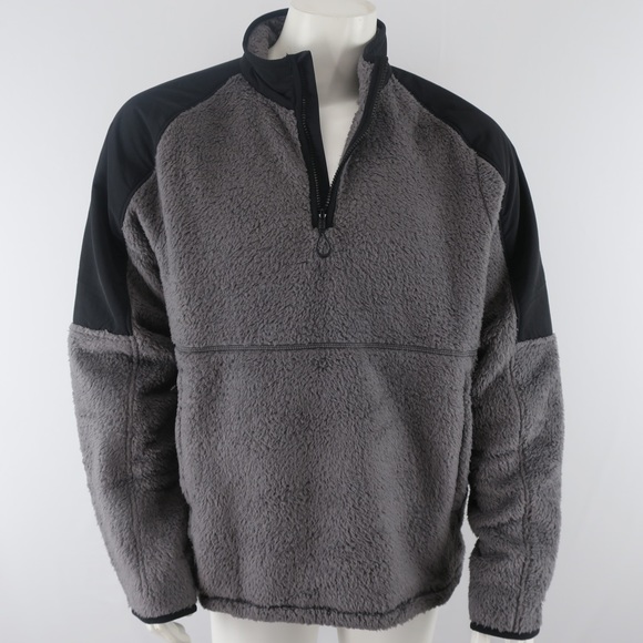Outerknown Skyline Fleece Sherpa 1/4 Zip Pullover Shirt Jacket Mens Large Gray - Picture 1 of 11